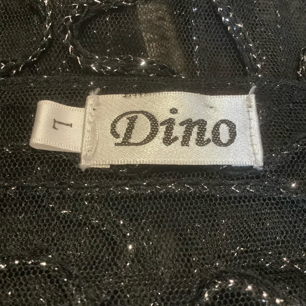 Dino Black Sheer Long Sleeve Blouse With Embossed design / Size L - Picture 12 of 13
